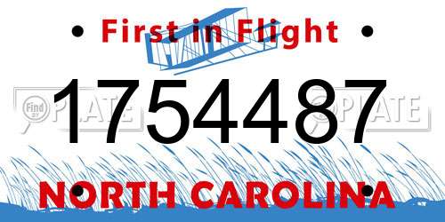 1754487 North Carolina License Plate