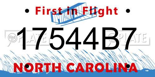 17544B7 North Carolina License Plate