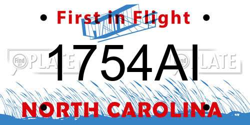 1754AI North Carolina License Plate