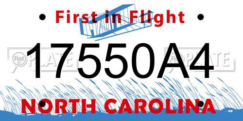 17550A4 North Carolina License Plate