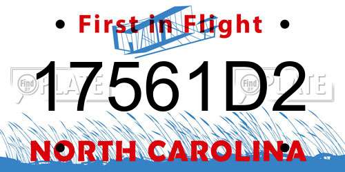 17561D2 North Carolina License Plate