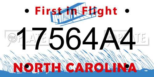 17564A4 North Carolina License Plate
