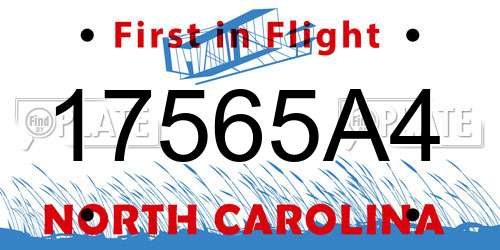 17565A4 North Carolina License Plate