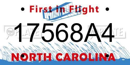 17568A4 North Carolina License Plate