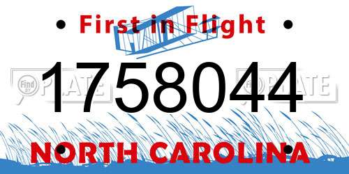 1758044 North Carolina License Plate