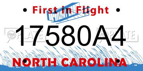17580A4 North Carolina License Plate