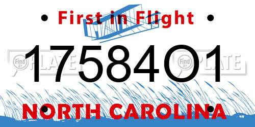 17584O1 North Carolina License Plate
