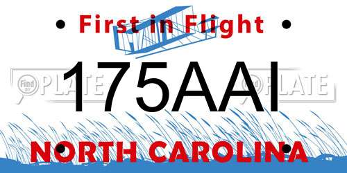 175AAI North Carolina License Plate