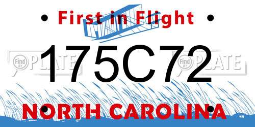 175C72 North Carolina License Plate
