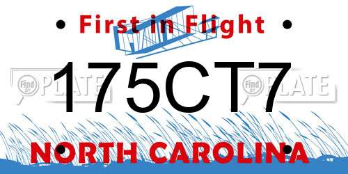 175CT7 North Carolina License Plate