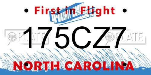 175CZ7 North Carolina License Plate