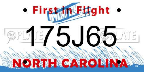 175J65 North Carolina License Plate
