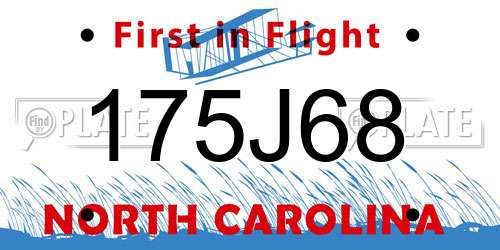 175J68 North Carolina License Plate