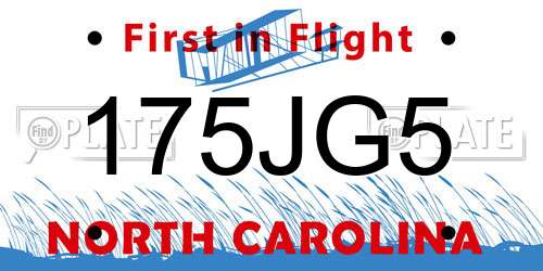 175JG5 North Carolina License Plate