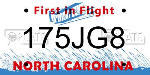 175JG8 North Carolina License Plate