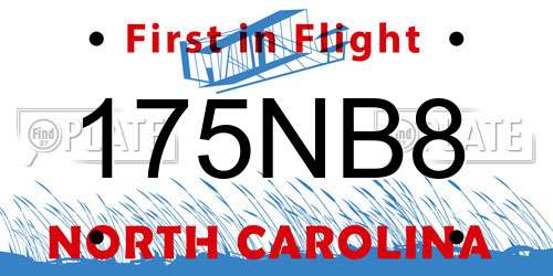 175NB8 North Carolina License Plate