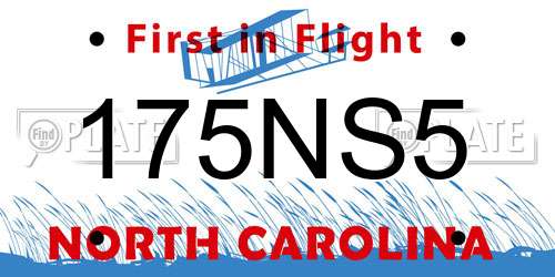 175NS5 North Carolina License Plate