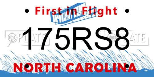 175RS8 North Carolina License Plate