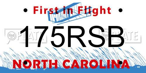 175RSB North Carolina License Plate