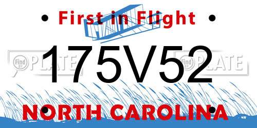 175V52 North Carolina License Plate