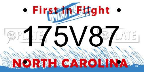 175V87 North Carolina License Plate