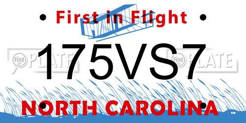 175VS7 North Carolina License Plate