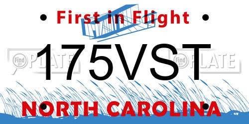 175VST North Carolina License Plate