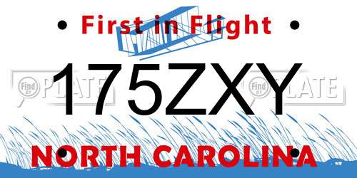 175ZXY North Carolina License Plate
