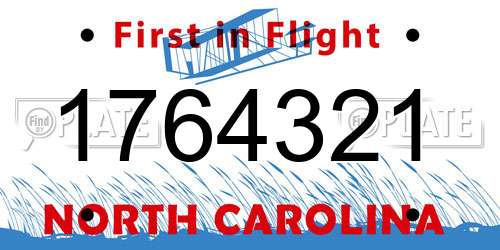 1764321 North Carolina License Plate