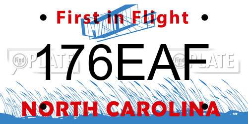 176EAF North Carolina License Plate