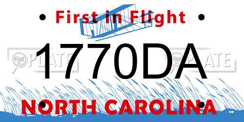 1770DA North Carolina License Plate