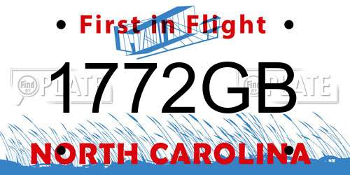 1772GB North Carolina License Plate