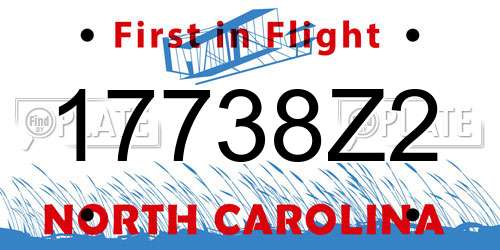 17738Z2 North Carolina License Plate