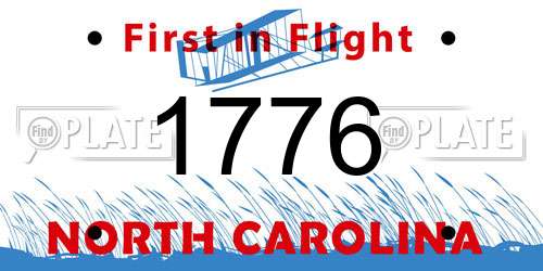 1776 North Carolina License Plate