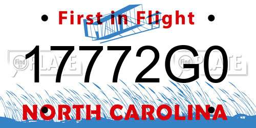 17772G0 North Carolina License Plate