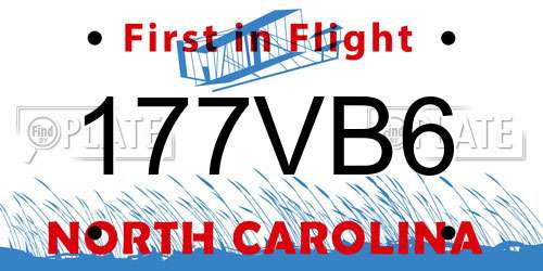 177VB6 North Carolina License Plate