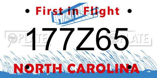 177Z65 North Carolina License Plate