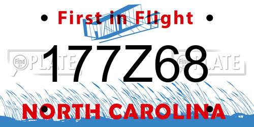 177Z68 North Carolina License Plate