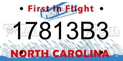 17813B3 North Carolina License Plate