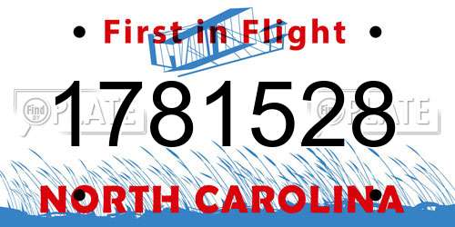1781528 North Carolina License Plate