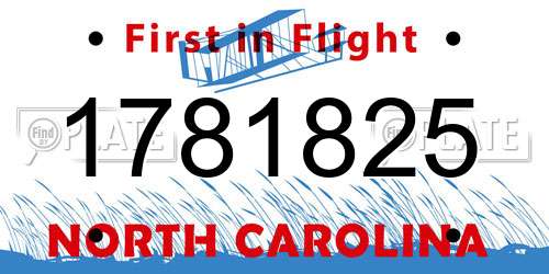 1781825 North Carolina License Plate