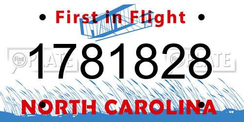 1781828 North Carolina License Plate