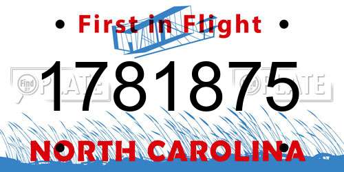 1781875 North Carolina License Plate