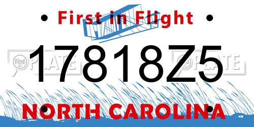 17818Z5 North Carolina License Plate