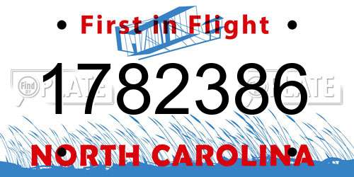 1782386 North Carolina License Plate