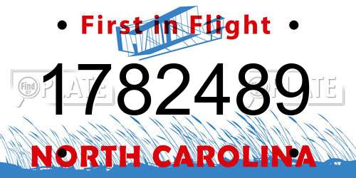 1782489 North Carolina License Plate
