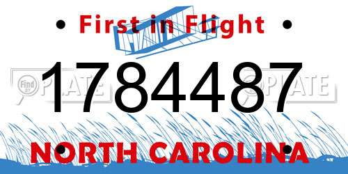 1784487 North Carolina License Plate