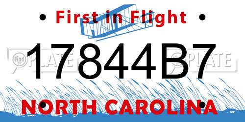 17844B7 North Carolina License Plate