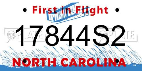 17844S2 North Carolina License Plate