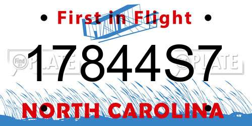 17844S7 North Carolina License Plate